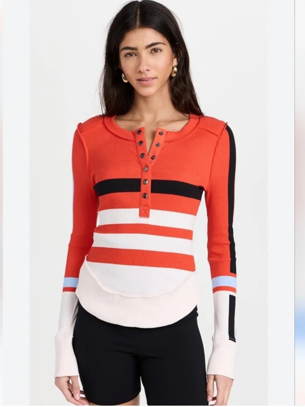 FP Movement by Free People Rally Layer Striped Ribbed Henley - Picture 4 of 4